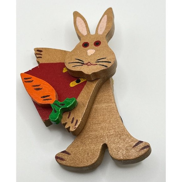 Easter Bunny Movable Refrigerator Magnet Vintage Farmer Rabbit Country Garden - Picture 4 of 7